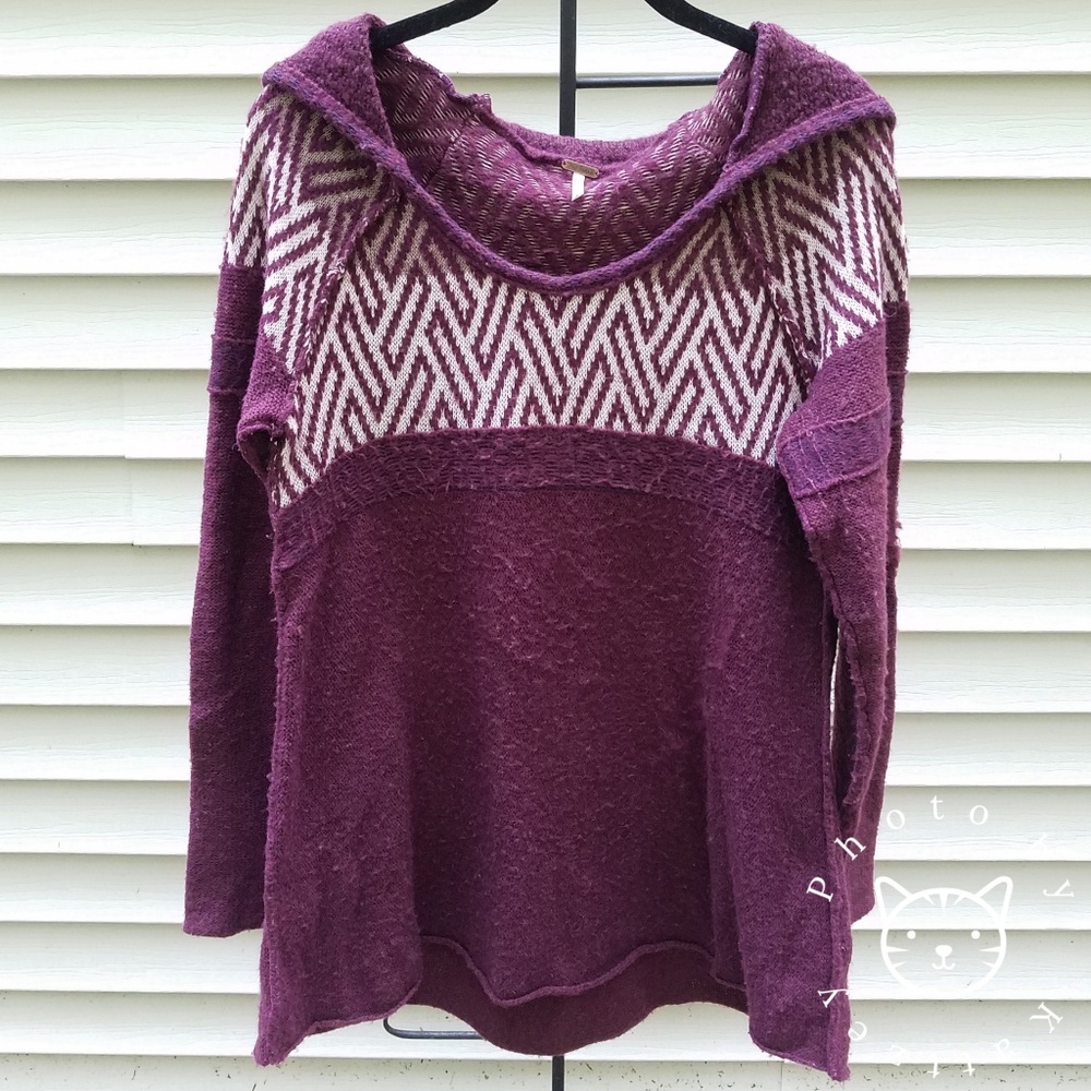Free People Pullover Hooded Knit Sweater